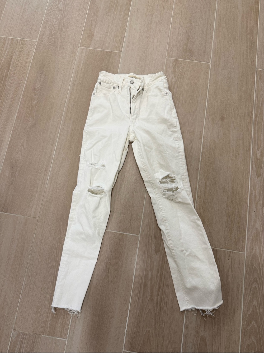 Madewell White Distressed High-Rise Jeans